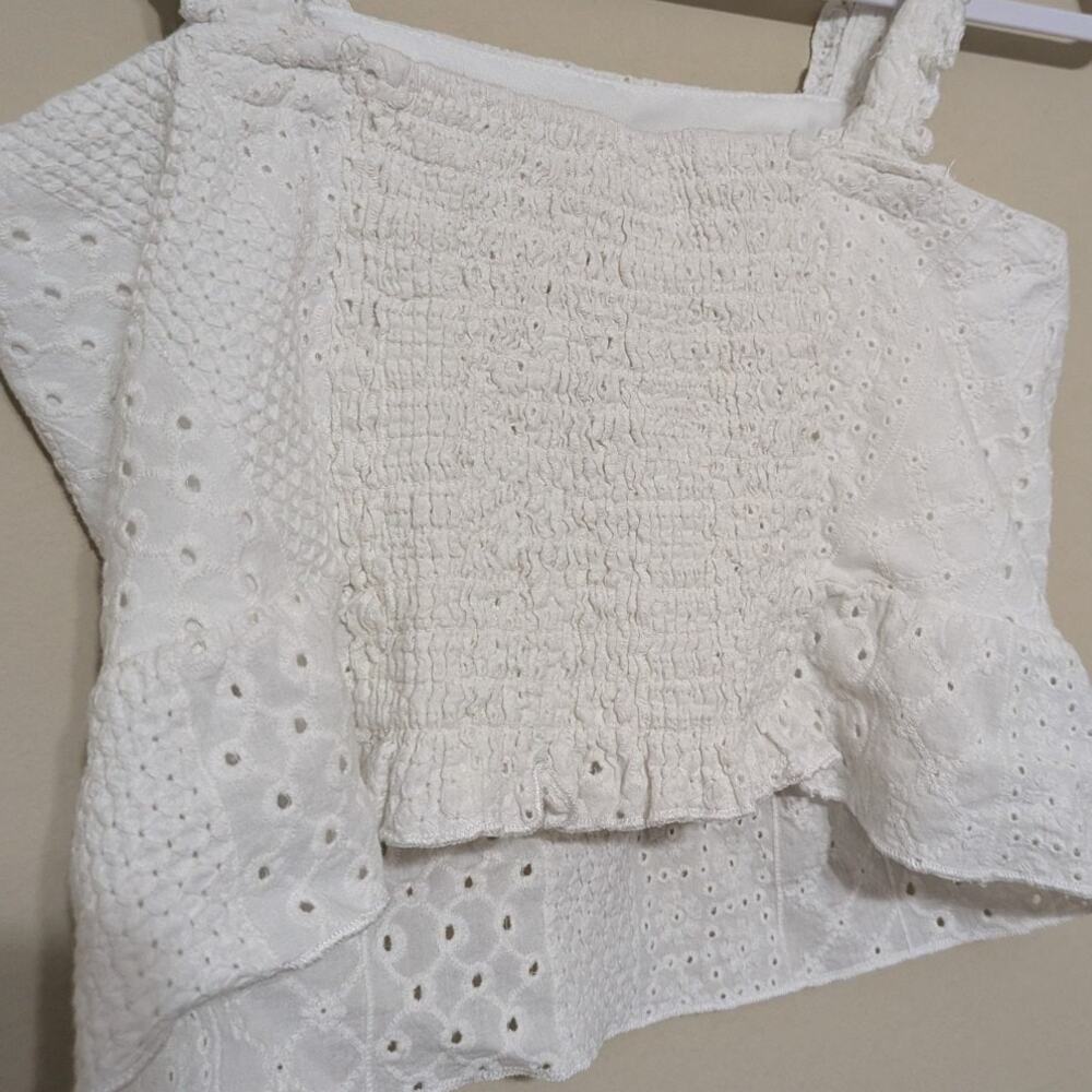 Urban Romantics Coquette Soft Girl White Eyelet Lace Crop Top - Picture 9 of 10